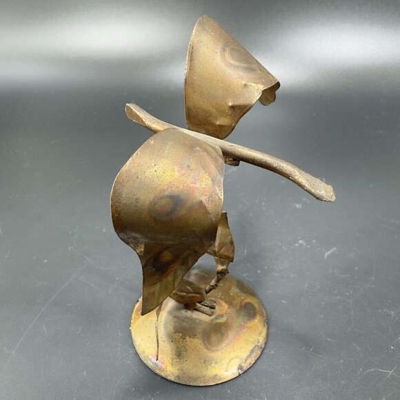 Vintage Brutalist Metal Sculpture Made In Hong Kong Bird Flying Figure Decor VTG - Picture 12 of 15